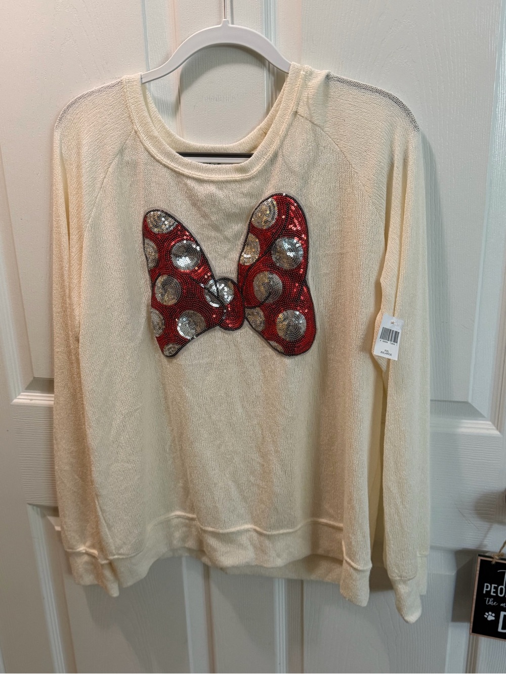 NWT Disney Minnie Mouse Sequined Bow Sweater